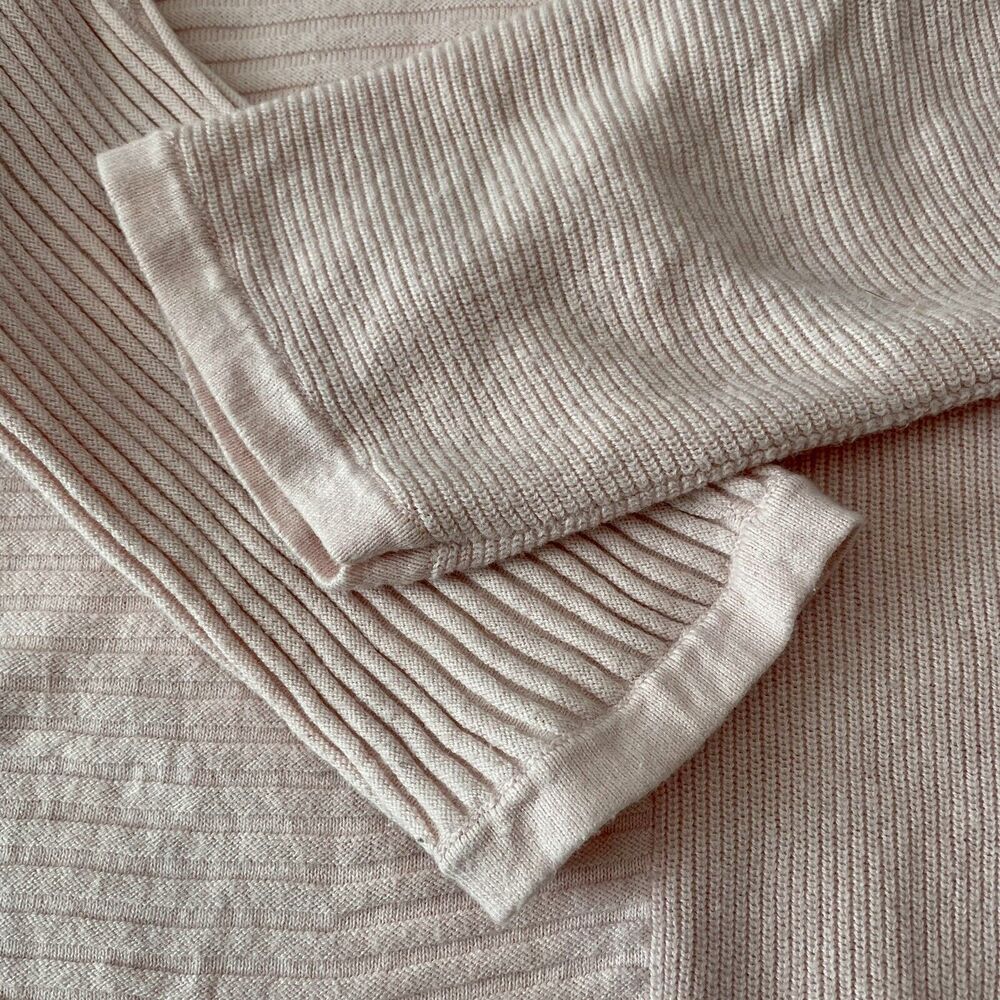 Chicos Cowl Neck Ribbed Sweater Pale Pink 3/4 Sleeve Size 3 US XL 16/18 - Picture 4 of 7